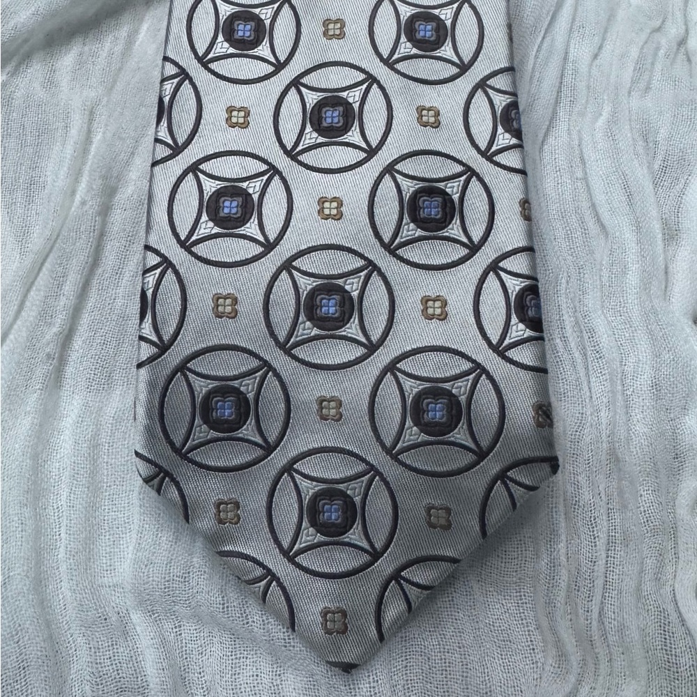 Robert Talbott Silver And Brown Patterned Tie - image 3